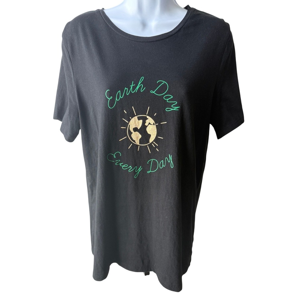 Organic Cotton Earth Day Every Day Banana Republic Black T-Shirt Size Large